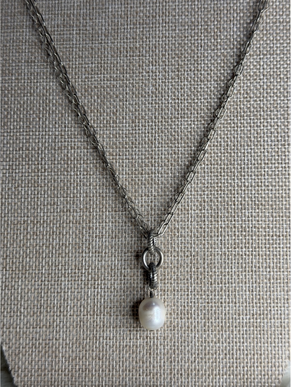 Vintage Silpada 925 Silver Freshwater Pearl Necklace N1353 Double Strand Toggle